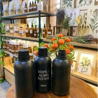 Botol HDPE/Agro Hitam 500ml/Tempat Bibit Parfum/1 Set Tutup Luar Dan Dalam/Harga Per 12pcs(1lusin)