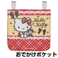 Hello Kitty保冷口袋夾包-格紋，化妝包/收納包/手拿包/補妝包/面紙包，X射線【C254789】