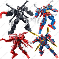 2024 Marvel Spider-Man Superheroes Venom Mecha Action Figure Robot Building Blocks Sets Movie Model Bricks Kit Kids Toys Gifts