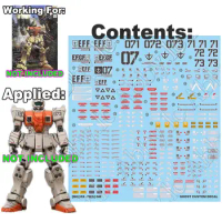 for MG 1/100 RGM-79[G] GM Ground Type Master Grade Scale kit 2001 Water Slide Cut UV Light-Reactive Decal Sticker 08MS Team