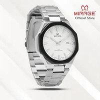 Mirage Jam Tangan Pria Analog 8856 M Silver Original Stainless Plat Putih