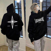 NASA IDOL Jaket Sweater Hoodie Boxy Pria Oversize Hitam Lengan Panjang C109 Crewneck Keren