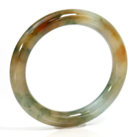 【JA-ME】天然A貨翡翠老坑種淡藍底飄花伴紅翡圓骨玉鐲#18(618/買就送/禮物/現貨)