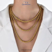 Kalung Tambang Titanium Anti Karat Original | Rantai Tambang Titanium Pria Wanita | Kalung Tambang E