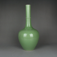 晚清民窯綠釉膽瓶 花瓶 古玩古董陶瓷器手工仿古老貨收藏擺件