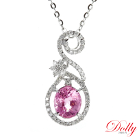 【DOLLY】1克拉 14K金天然尖晶石鑽石項鍊(002)