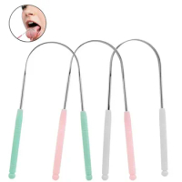 1PC Stainless Steel Tongue Scraper Cleaner Fresh Breath Cleaning Coated Tongue Toothbrush Oral Hygiene Care Tools