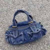 Annmouler Y2K Jeans Bag Blue Moto &amp; Biker Shoulder Bag Luxury Designer Messenger Bag 2024 Fashion Small Tote Purses