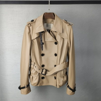 【巴黎精品】皮衣外套真皮夾克-成熟短款雙排扣羊皮女外套2色a1dp78