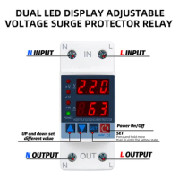 New Dual Display Din Rail Volt Amp Protection 220V 230V 40/63A Adjustable Over Under Voltage Protective Current Protector Relay