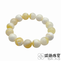 【琪臻珠寶】天然硨磲12mm圓珠手串手珠(開運平安_隨機出貨_原礦玉化帶貝殼紋_母親節禮物)