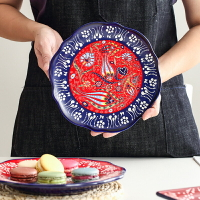 土耳其陶瓷盤子家用創意個性餐具菜盤水果盤裝飾盤沙拉盤藝術盤