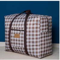 收納袋搬家袋（咖啡格子）（中號43*33*18cm（適合衣物）） 