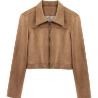 Jaket Tracker Wanita Crop Suede Basic Denim