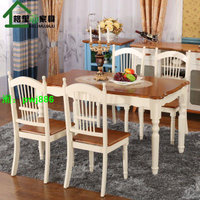 地中海餐桌美式鄉村餐桌椅家用田園小戶型現代簡約實木餐桌椅組合