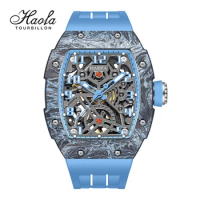 Haofa Automatic Watches for Men Sapphire Luminous Self Wind Mechanical Watch Man Skeleton Waterproof Clock Carbon Fiber 1923