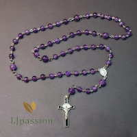 LJpassion Kalung Rosario Batu Amethyst Kecubung Ungu Handmade NLR25