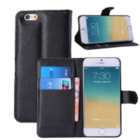 for Apple iPhone 6 6s (4.7) Lichee Pattern protect Cover Case Wallet card stent cases Flip leather black for iPhone6 iPhone6s