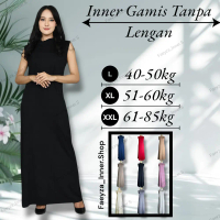 Inner Dress Gamis Lekbong Dewasa Dalaman Baju Gamis Basic Polos Tanpa Lengan Bahan Spandek Rayon