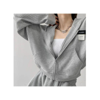 2026 Waffle Long Sleeve Sports Jacket for Women Early Autumn New High Street Korean Version Loose Fi