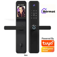 New BERMAT Smart Door Lock Kamera Fingerprint IC Card Password Wifi Tuya