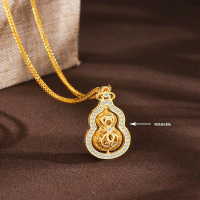 Kalung Labu Berongga Sutera Perak S925 Sterling Perak Bertekstur Emas Rantai Chopin Boleh Diputar Te