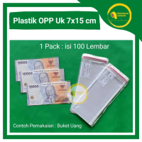 Plastik OPP Bening 6x15 7x15 8x15 9x15 Seal Lem isi 100 untuk Uang Kertas Sendok Garpu Souvenir