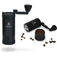 VSSL Java Manual Coffee Grinder, 20 Gram Capacity, Stainless Steel Burr, 50 Settings, Black