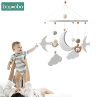 Baby Wooden Bird Bed Bell Toy 0-12 Months For Infant Wooden Mobile Rattle Crib Toddler Rattles Carousel For Cot Musical Toy