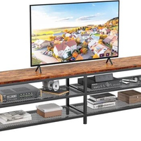 Furologee TV Stand for 75 80 Inch TV, Extra Long 71" Entertainment Center, Industrial TV Console Table with 3 Tiers Open Storage