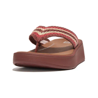 【FitFlop】F-MODE CROCHET FLATFORM TOE-POST SANDALS編織造型夾腳涼鞋-女(土棕色)