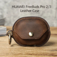 Retro Leather Case for Huawei Freebuds Pro 3 Bluetooth Earphone Crazy Horse Cowhide Leather Cover for FreeBuds Pro2 Accessories