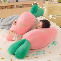 Cute Carrot aped Long Pillow Plu Toy Leg Clamp Bedding Doll Doll for Girls Support Detachable Waing 