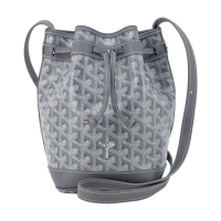【GOYARD 高雅德】PEFLOT 經典塗料帆布束繩水桶包(小/灰)