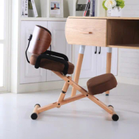A, Ergonomic Kneeling Chair with Back and Handle Office Furniture Chair Height Adjustable Wood Office Kneeling Posture Chair