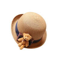 【PS Mall】韓版兒童小熊娃娃可愛遮陽帽草帽 3入(B008)