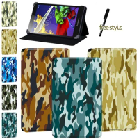 Tablet Case for Lenovo Tab 2 A7-10/A7-10F/Tab 4(8/8 Plus/10/10 Plus)/Tab 3(7 Essential/10.1)/Tab 2 A8 - Camouflage Cover + Pen