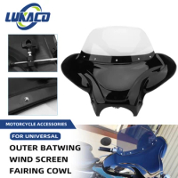 Universal Motorcycle Retro Windshield Outer Batwing Wind Screen Fairing Cowl For Harley Touring Sportster Honda Yamaha Vulcan