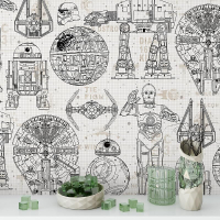 Peel and Stick Wallpaper for Home Decoration Kitchen Star Wars Decor Blueprint Wallpaper Removable V