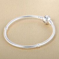 Authentic 100% 925 Sterling Silver Snake Chain Charm Bangle Original Bracelets Jewelry Women Gift