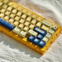 PBT Keycap Blue Grain Cheese Milk Yellow Mechanical Keyboard Keycaps Cherry Profile DYE Sub For Oute