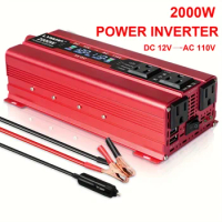 1000W/2000W(Peak) Inverter DC12V to 110V AC Voltage Converter with 4 AC Sockets, Dual USB Ports for Outdoors, Camping