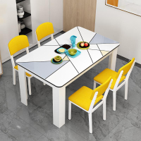 餐桌家用小戶型現代簡約飯店桌椅組合北歐可伸縮洽談桌長方形飯桌