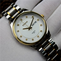 นาฬิกาปฏิทินคู่ Mi Ke MK330 ธุรกิจนาฬิกาผู้ชายสีทองกันน้ำควอตซ์บางเฉียบคู่นาฬิกาแบบไม่ใช้กลไก