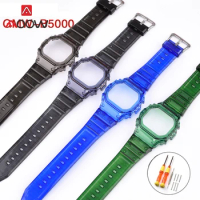 Rubber Strap Bezel for Casio G-SHOCK GMW-B5000 Sport Waterproof TPU Transparent Replacement Bracelet Watch Band Protective Case