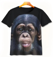 Baju Kaos Anak 3D Gambar Monyet - Monkey Face v5 Pakaian Anak Laki-Laki Perempuan Usia 1-12 Tahun