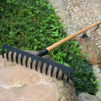 Farming Rake Stainless Steel Rakes 14-Tooth Hay Deciduous Rake Pine Soil Rake Garden Gardening Tools Agricultural Farm Tools