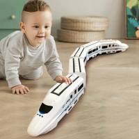 Simulation High Speed Railway Train Toy Car Electric Sound Light EMU Model DIY Block Train Building Toys for Kids CRH "Hexiehao"