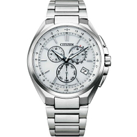 CITIZEN 星辰錶 光動能電波鈦金屬時尚腕錶(CB5040-80A)-40mm-白面鈦帶【刷卡回饋 分期0利率】