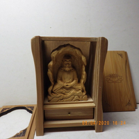 精品黃楊木達摩祖師木雕佛像佛龕(盒子10.8釐米*7.6釐米*5.2釐米)